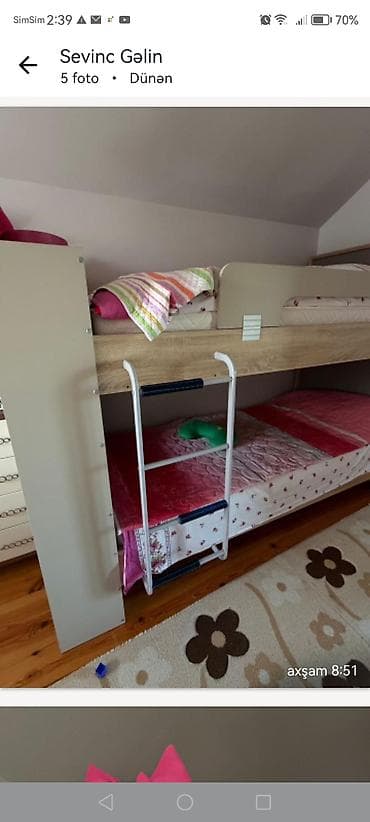 Oğlan və qız üçün, İşlənmiş, Çarpayı, Matrassız, Siyirməsiz, Laminat — 4