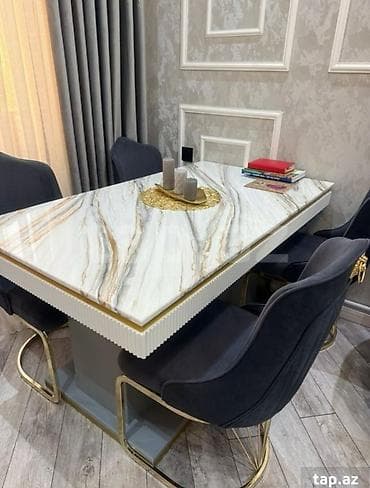 pismenniy stol: Masa dəsti satılır 580₼. 4 oturcağı var. Ağır maldır. Ünvan — 1