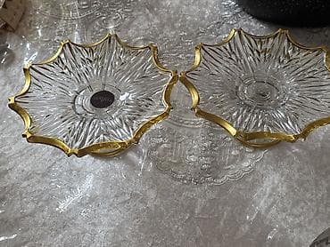 balli tort: Tort və şiriniyyat qabı, rəng - Qızılı, Şüşə — 1