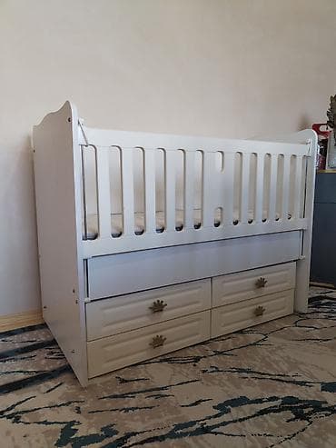 Beşiklər: Uşaq beşiyi – ağ rəngli, funksional model - Material: MDP/taxta — 2