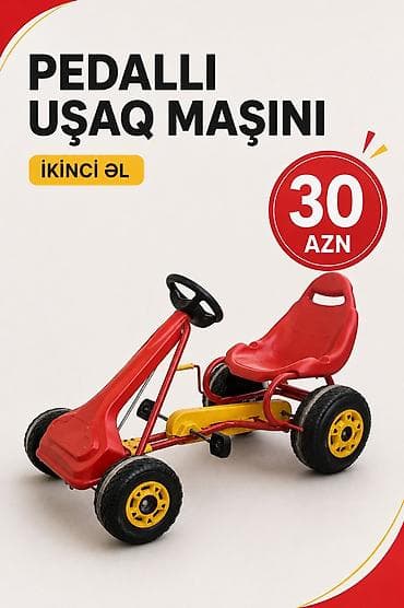 oyuncaq ayi type 1: Uşaq maşını – Çox Az Istifade olunub - Rəng: qırmızı gövdə, sarı — 2