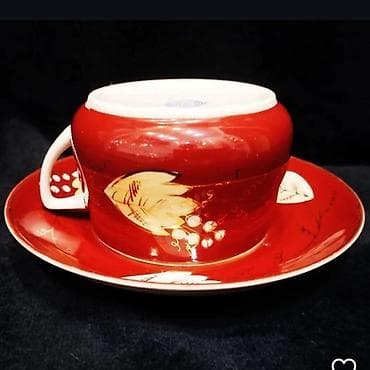 kofe adlari: Qəhvə dəsti, rəng - Qırmızı, Farfor — 3