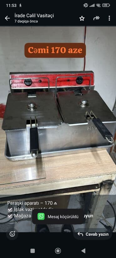 Peraşki aparatı – 170 ₼ ☑️ İşlək vəziyyətdədir ☑️ Mağaza və ev