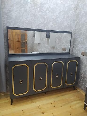 - Məhsul: Geniş güzgülü konsol/komod - Dizayn: Tünd boz mat korpus