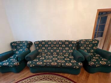 islenmis divan kreslo satiram: İşlənmiş, Divan, 2 kreslo, Bazasız, Açılan — 3