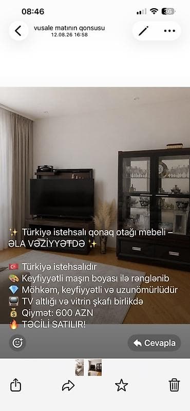 TV altlığı: Türkiyə istehsalı qonaq otağı mebel dəsti - TV altlığı və vitrin — 2