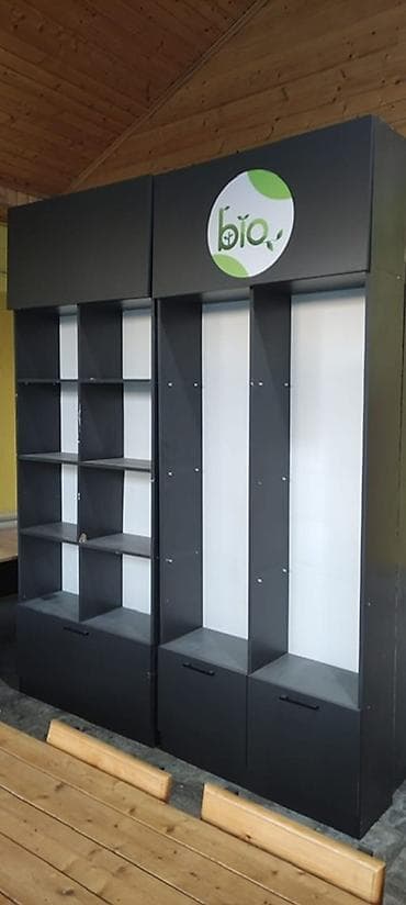 Mağaza üçün vitrın/raf sistemi - Material: laminat/LDSP (tünd boz