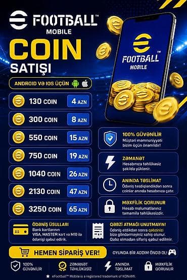 🎮 eFootball Mobile Coin Satışı (Android & iOS) 💰 Qiymətlər: 130 lalafo.az -da 🎮 eFootball Mobile Coin Satışı (Android & iOS) 💰 Qiymətlər: 130