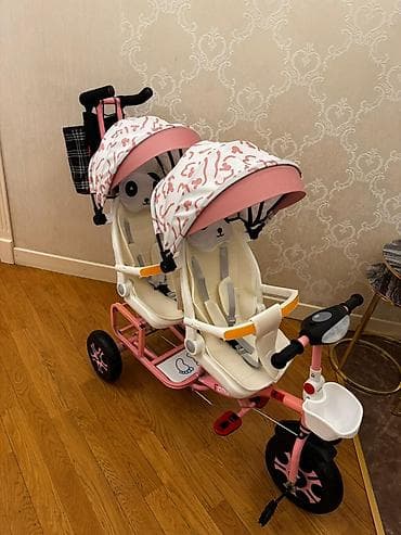 трехколесный велосипед для взрослых: İkiuşaqlı uşaq üçtəkərli velosipedi – pandalı dizayn, çəhrayı rəng — 1