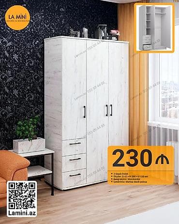 metbext skaflari: 3 qapılı, Siyirməli, Ağ, Açılan, Düz dolab — 1