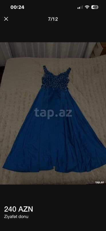 don ziyafət: Ziyafət donu – 240 AZN - Rəng: mavi - Model: uzun, A-kesim ətəkli — 5