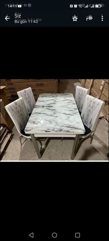 metbext moyka: Mətbəx üçün, Yeni, Açılan, Dördbucaq masa, 4 stul — 14