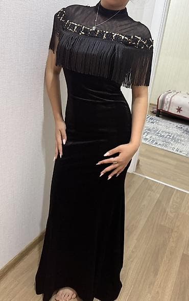 Qara axşam/libas – zərif maxi - Model: Uzun, balıq kəsimli qara — 1