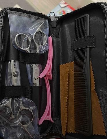 ps salon: Dəri çantası ilə Professional saç kəsim qayçı seti. Info:6 inç və 17 — 3
