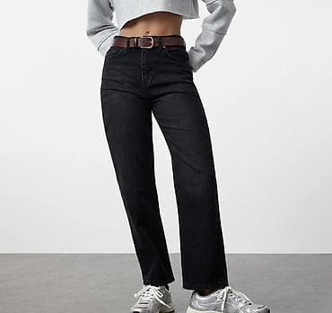 Yenidir, geyinilməyib. Etiketli. Qadınlar üçün qara düz kəsim cins — 1