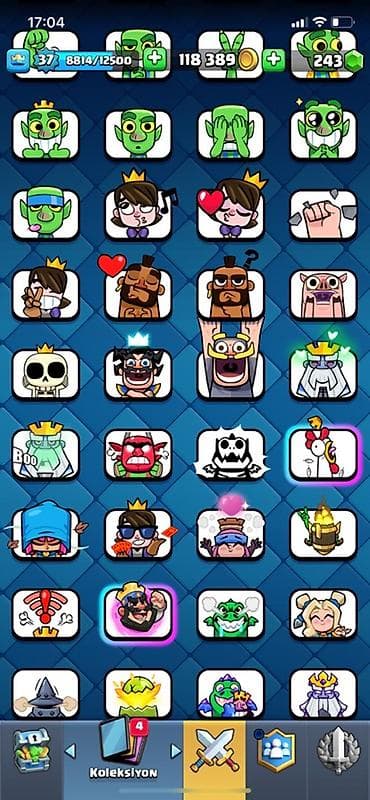 gitara sim: Clash Royale hesabı - Kral səviyyəsi: 37 - Kasa: təxminən 118–122 min — 2