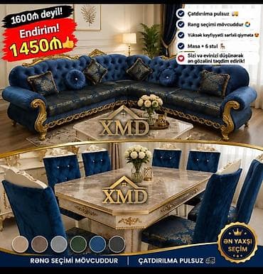 divan pulsuz: Lüks qonaq otağı dəsti – klassik dizayn və yüksək keyfiyyət Məhsul — 1