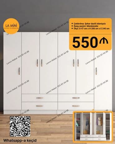 əşya alıram: Yeni, Açılan, 6 qapı Düz dolab, Qarderob, paltar dolabı, Azərbaycan — 1