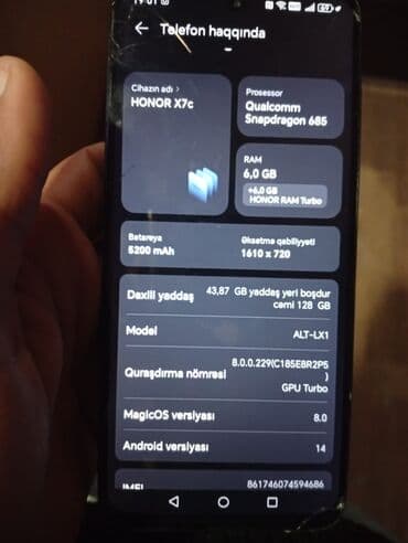 masin ucun kalonka satilir: Honor X7c, 128 GB, rəng - Qara, Qırıq — 5