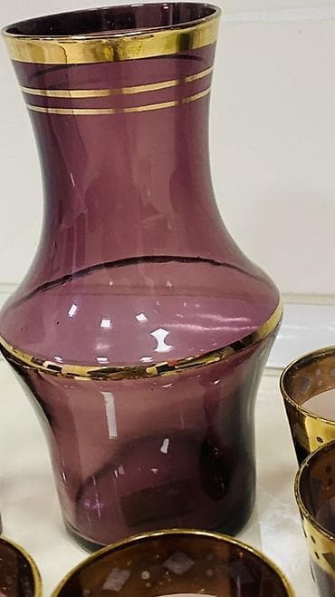 hamam naboru: Bənövşəyi şüşədən hazırlanmış sürahi və stəkan dəsti - Dəst: 1 ədəd — 2