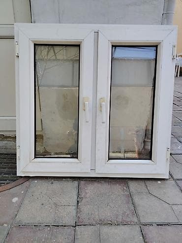 Строительные леса: PVC ikiqat şüşəli pəncərə bloku - Material: ağ PVC profil - — 1