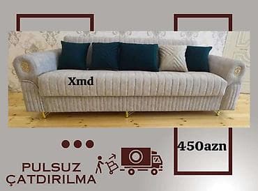 divan mingecevir: Mebel: Üçnəfərlik yumşaq divan - Rəng: Açıq boz korpus, tünd yaşıl — 1