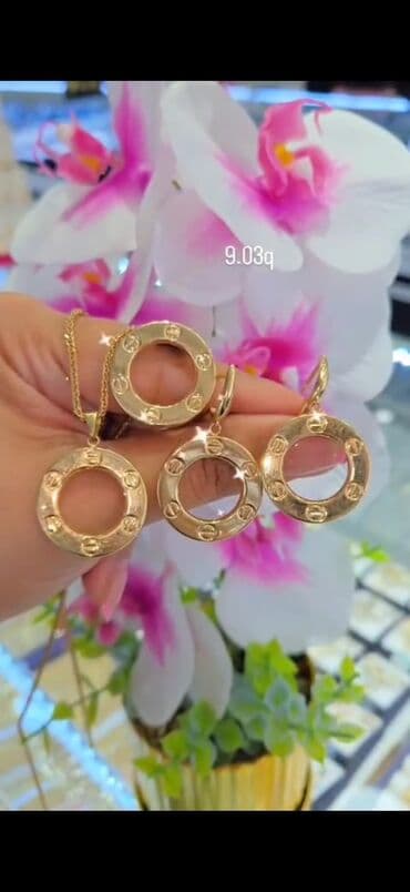 qas sirqalar: Sırğa, Sarı qızıl, 585 Əyar, 123 g, Ödənişli çatdırılma, Ünvandan götürmə — 5