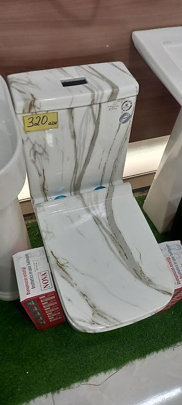 sultan daraq gulu: Mərmər naxışlı unitaz – monoblok model - Dizayn: Ağ rəng üzərində — 1