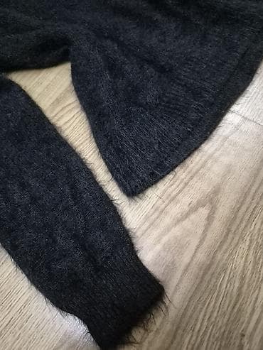 svitir: Qadın trikotaj sviteri - Rəng: tünd qara (kömür tonunda) - Model — 2