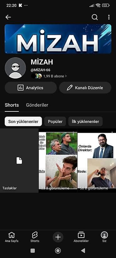 Xidmət: YouTube Shorts kanalı – “MİZAH” Təsvir: - Mövzu: Humor/mem — 2