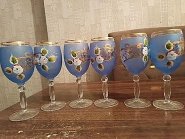 toxuma sap: Qədəhlər, rəng - Mavi, Şüşə, 12 ədədli dəst — 3