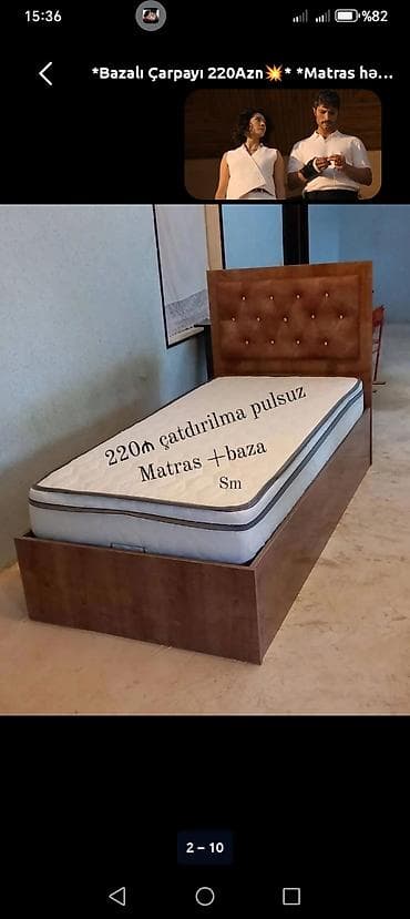 tac mebel: Yeni, Təknəfərlik çarpayı, Bazalı, Matras ilə, Siyirməsiz — 1