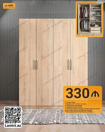 skafi: LA MINI 4 qapılı şkaf - Kod: 5390 - Ölçülər: D 47 × H 200 × E 160 sm — 1