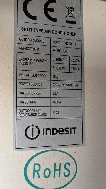 indezit: Indesit split tipli kondisioner - Model: Outdoor MONO-OF-12-UE.11 — 2