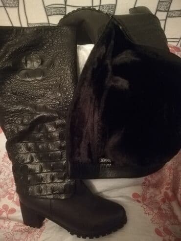 утепленные резиновые сапоги: Qadın qış çəkmələri - Material: üst hissə timsah fakturalı qara süni — 2