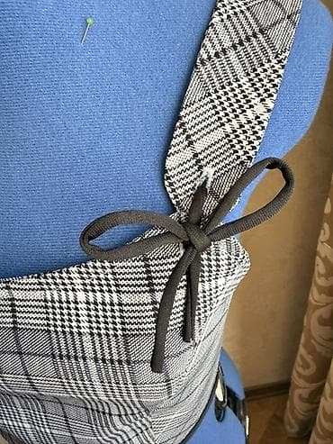topdan geyim: Qadınlar üçün dəbli qolsuz top – qrafit-melanj rəngli qaşqay (plaid) — 4