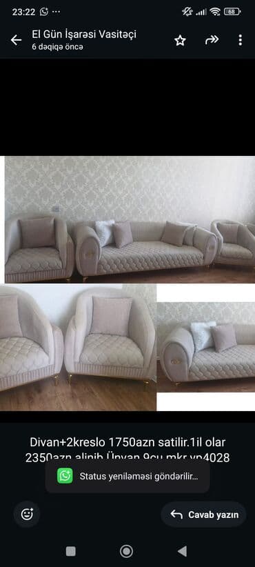 divan alıram: Divan, 2 kreslo — 1