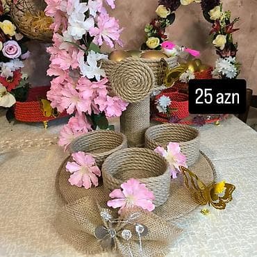 Şəkillər, tablolar: Novruz temalı əl işləri – dekorativ kompozisiyalar və səbətlər - Jut — 1