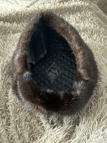 детские шерстяные шапки: Tünd qəhvəyi rəngli təbii xəz papaq - Material: yumşaq, qısa tüklü — 4