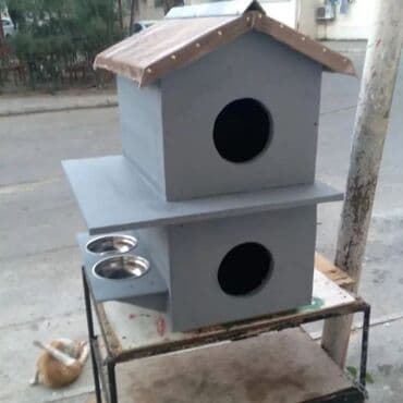 goyərcin yuvaları: Rəngli taxta heyvan evi/budaq evciyi - Material: taxta konstruksiya — 32