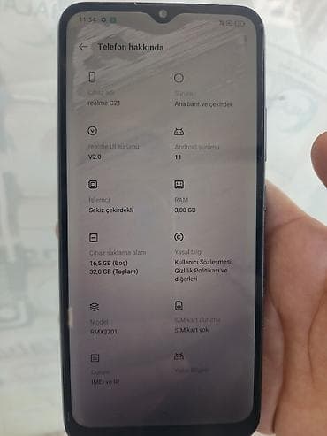 xiaomi mi11 t: Realme C21, 32 GB, rəng - Qara, Barmaq izi — 3