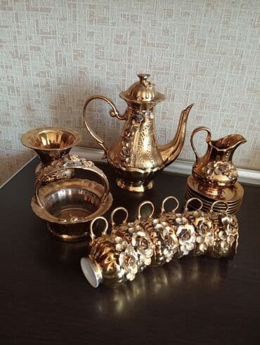 mətbəx naboru: Çay dəsti, rəng - Qızılı — 2