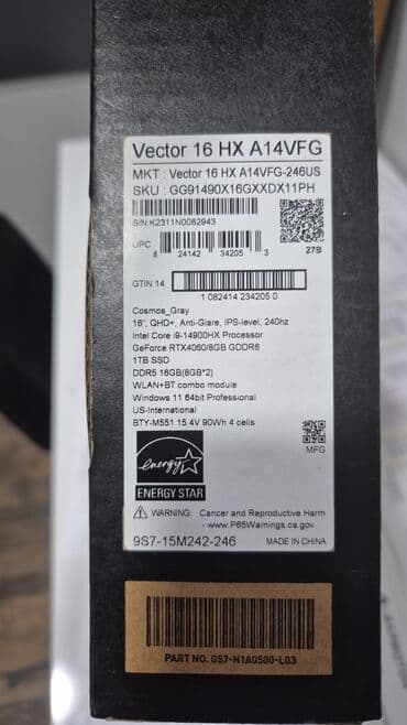 Yeni MSI, 16 ", Intel Core i9, 1 TB — 1