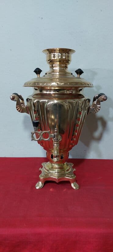 купить чайник в баку: Klassik samovar dəsti - Material: cilalanmış metal korpus (gümüşü və — 3