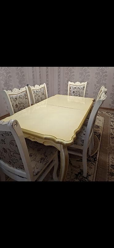 Qonaq otağı üçün, Dördbucaq masa, 6 stul