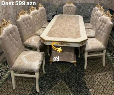 Qonaq otağı üçün, Yeni, Açılmayan, Dördbucaq masa, 8 stul