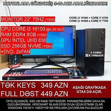 Masaüstü Kompüter "DDR4 Lenovo V50t 13IMB Core i3 10100 8GB Ram 256GB