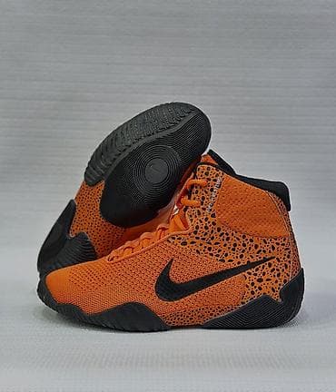 Nike yüksəkboğaz basketbol krossovkaları – narıncı/qara rəng sxemi -