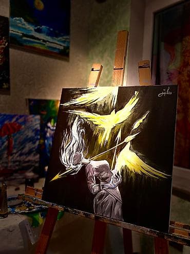 şaxta baba corabı: Akril boya ile ketan uzerinde hediyye resm eseri
Olchu 40x40 — 1