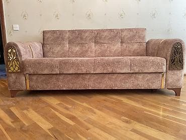 koja divan: Qəhvəyi rəngli yumşaq divan - Üç nəfərlik, geniş oturacaq və hündür — 2